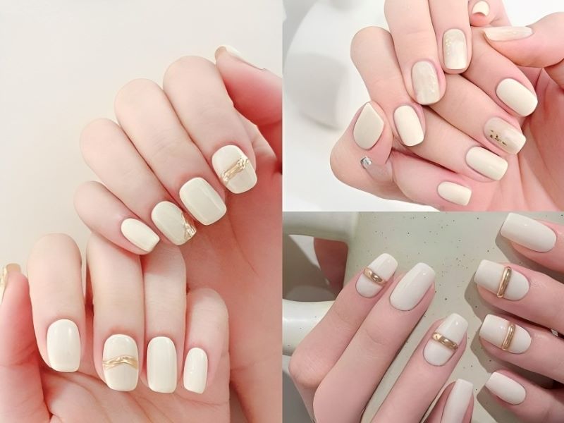 Mẫu nail màu trắng sữa