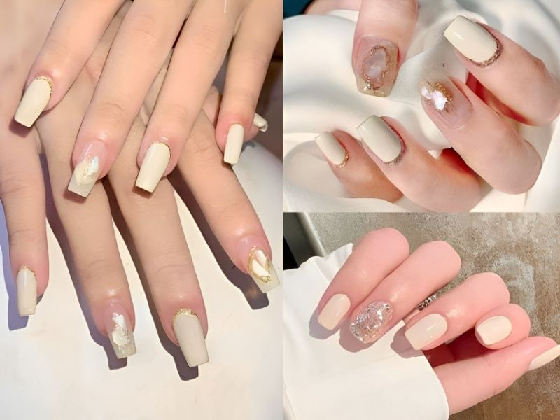 Mẫu nail màu trắng ngà