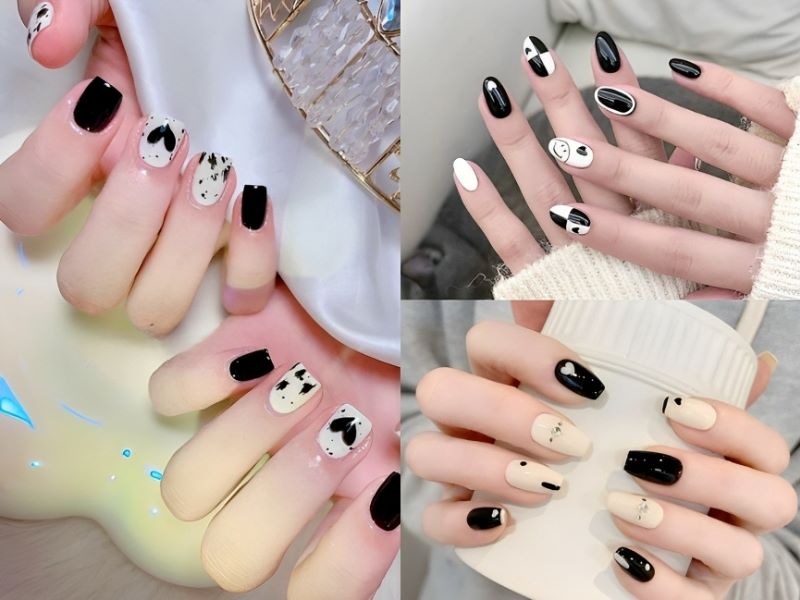 Nail trắng đen