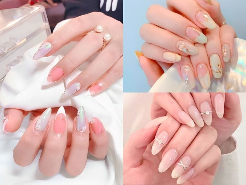 Nail màu trắng hồng