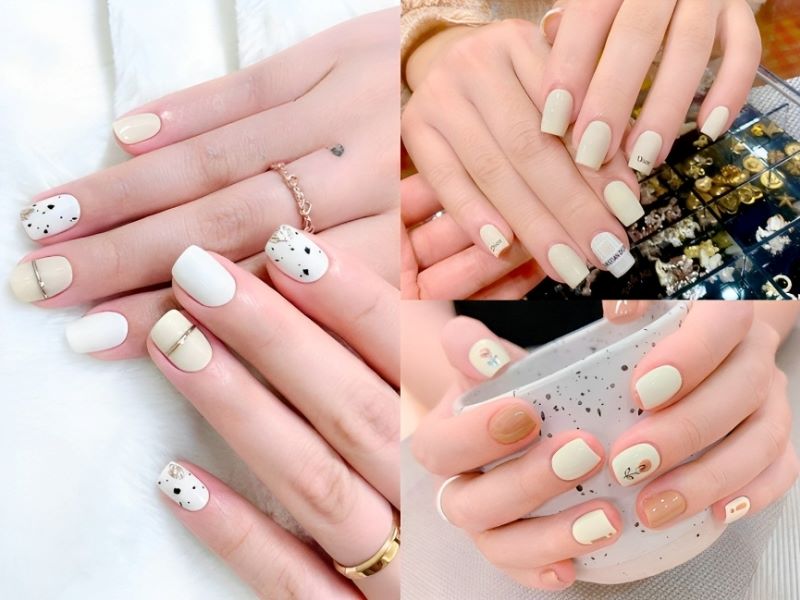 Nail màu trắng đơn giản