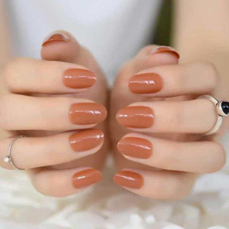 Nail màu cam đất