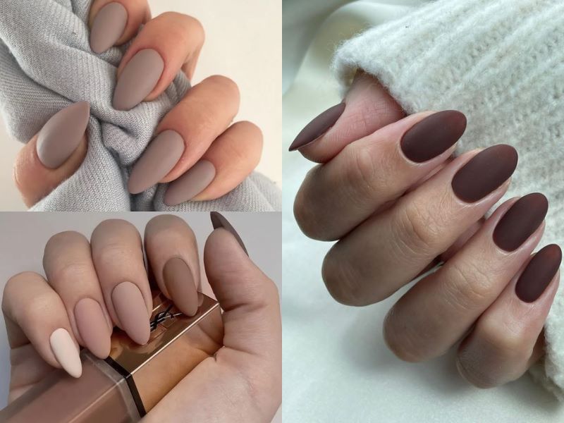 Nail màu nâu sữa matte