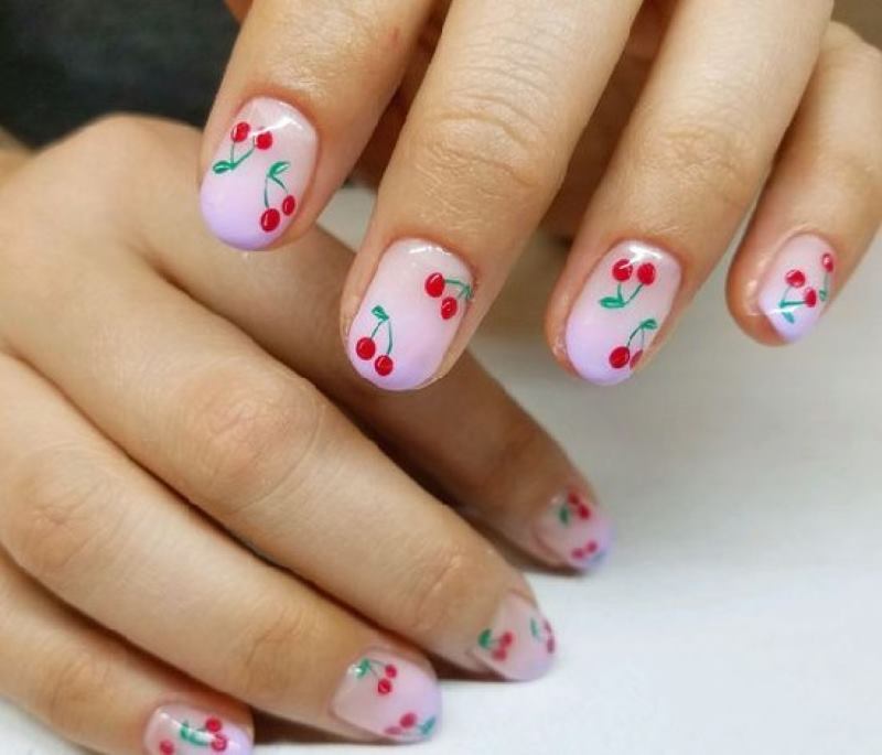 mẫu nail cherry đáng yêu cho bé 