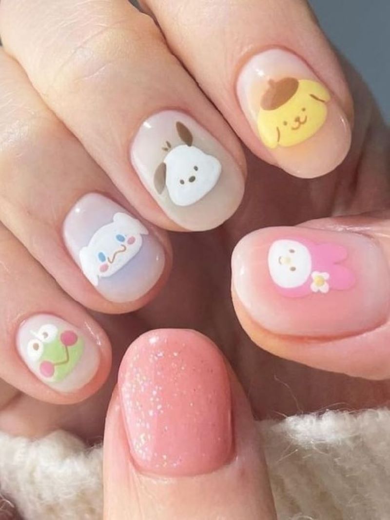 Nail hoạ tiết con vật cute