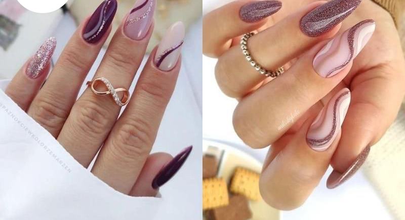 Nail màu trầm họa tiết lượn sóng vừa hiện đại, trẻ trung vừa thanh tao, quý phái