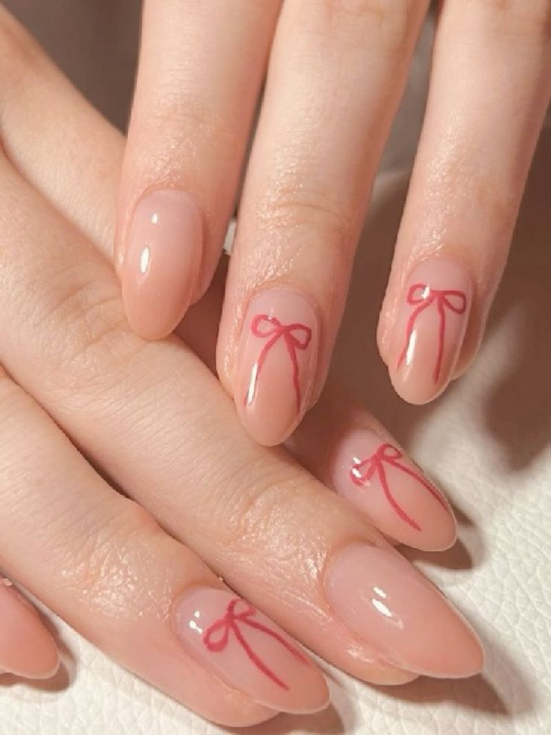 mẫu nail hình nơ trong ngày cưới