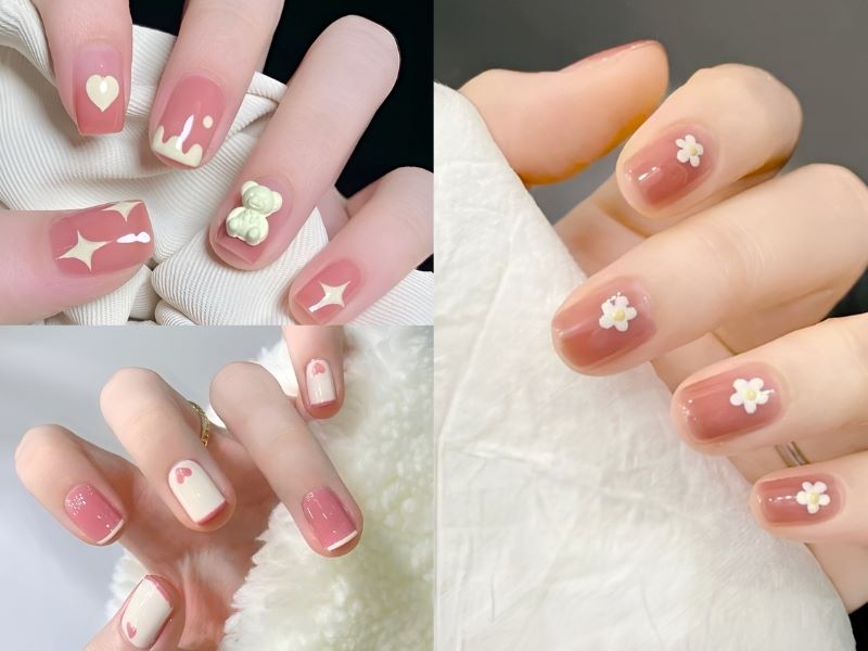 Móng ngắn vẫn để được những mẫu nail tay sang chảnh