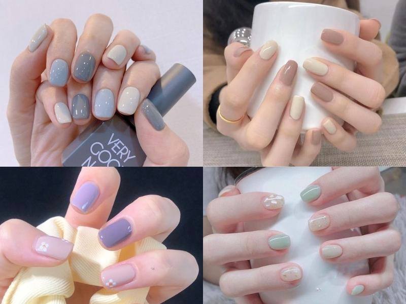 Mẫu nail ngắn Hàn Quốc sơn nhiều màu vô cùng độc đáo với phong cách riêng của bạn