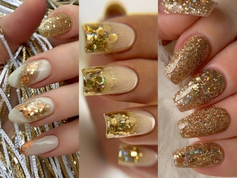 Những mẫu nail kim tuyến vàng sang trọng 