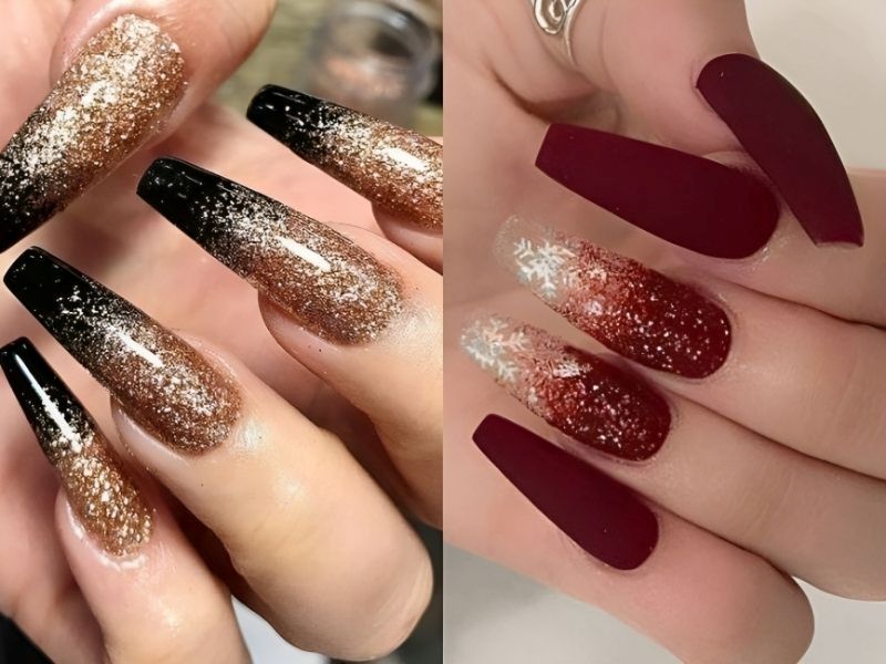 Những mẫu nail kim tuyến ombre đẹp mắt