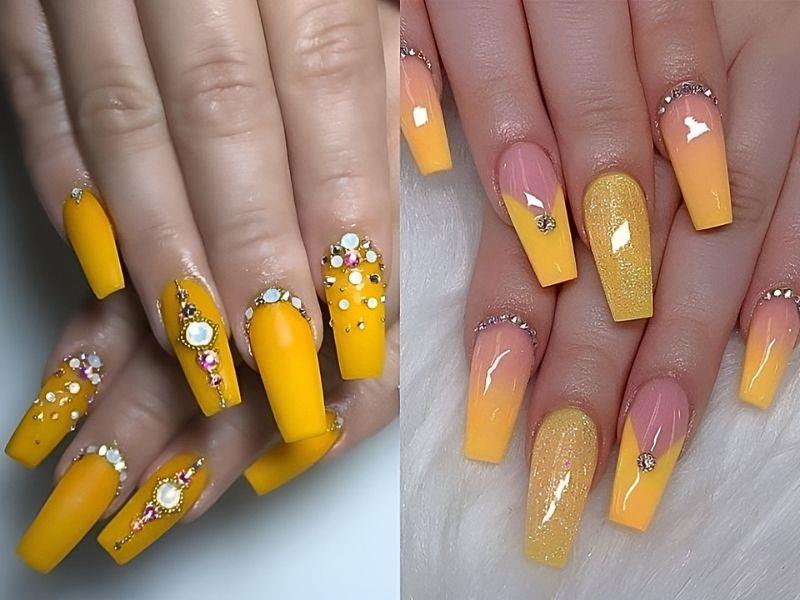 các mẫu nail màu vàng