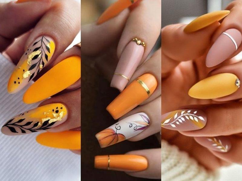 Nails màu vàng phù hợp cho dịp Tết 