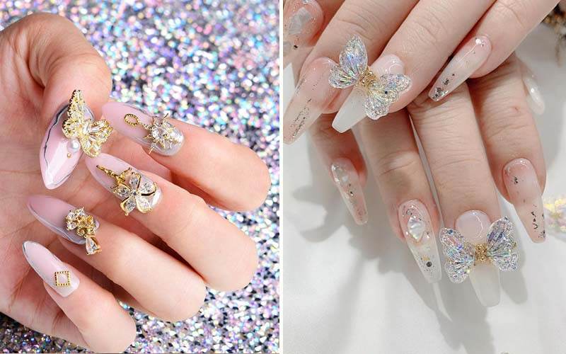 Sơn thạch nail đính charm nhiều sắc màu