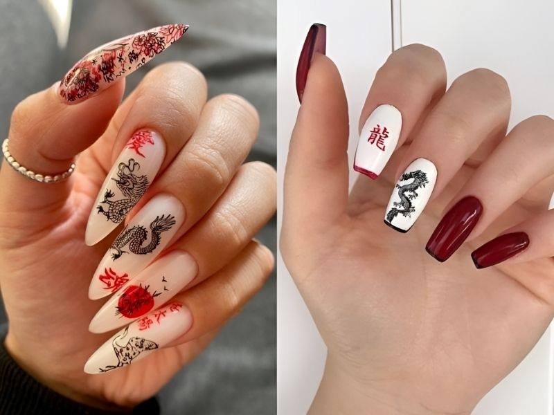 Nail Tết họa tiết 12 con giáp độc đáo, mới lạ