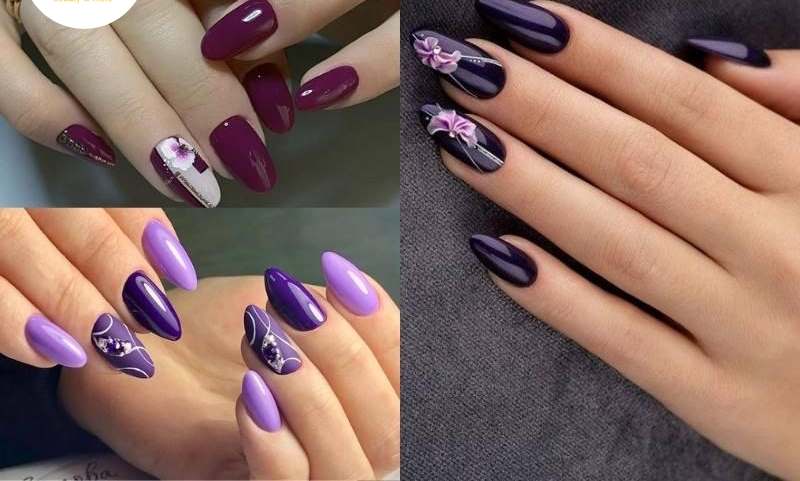 Mẫu nail màu tím cho người trung niên