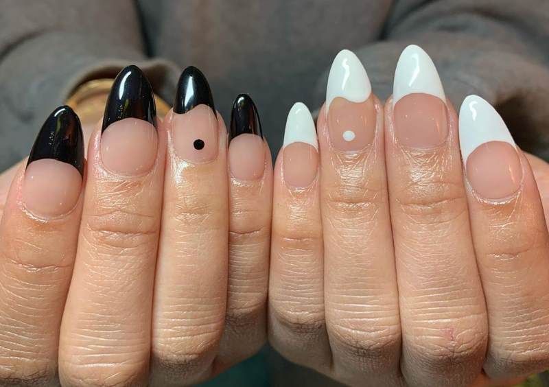 nail độc đáo với móng trắng đen, phá cách không giới hạn 