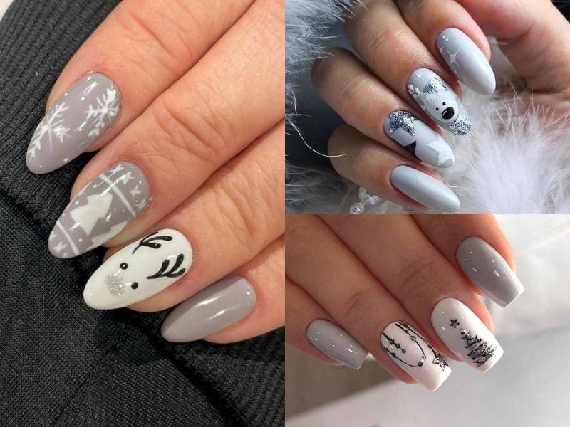 Mẫu nail noel xám