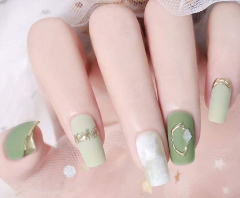 Nail xanh đa dạng tông màu độc đáo