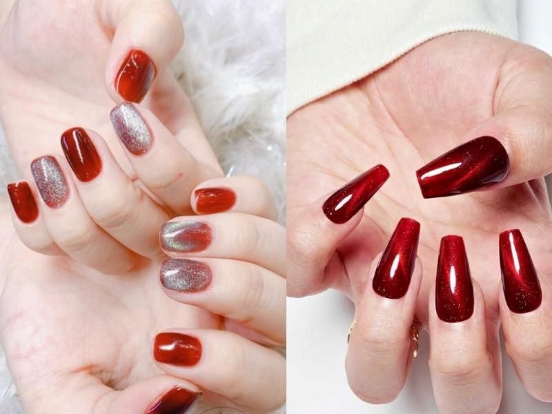 Nail mắt mèo đỏ mạnh mẽ và quyến rũ