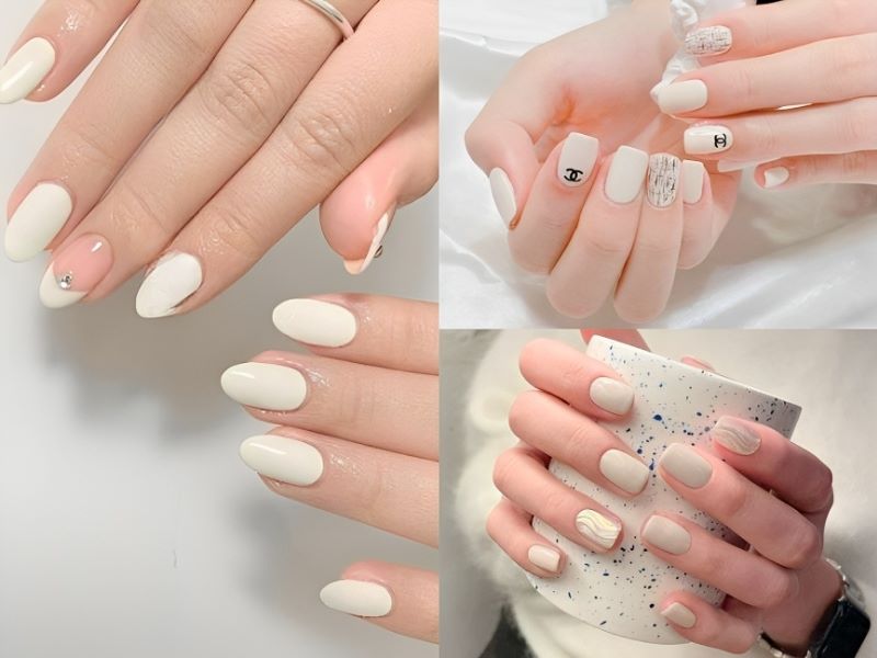 Mẫu nail màu trắng sữa đẹp 