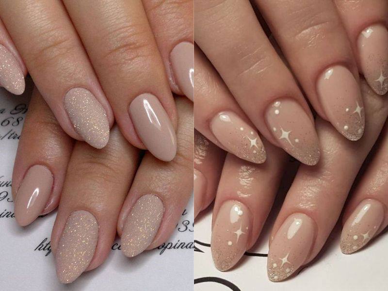 Mẫu nail Tết nhẹ nhàng màu nude 