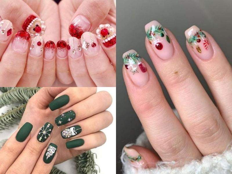 Mẫu nail dây đèn trang trí Noel