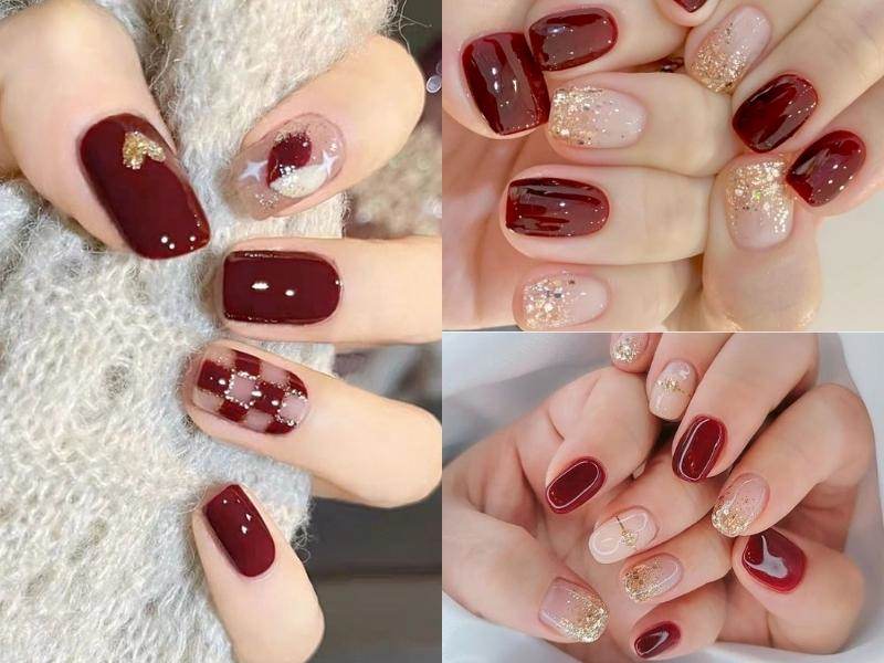 Mẫu nail đỏ rượu sang chảnh