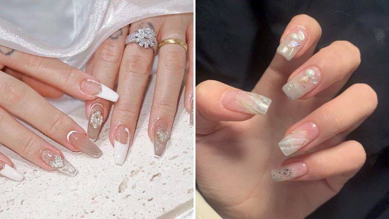 Mẫu nail đơn giản cho cô dâu