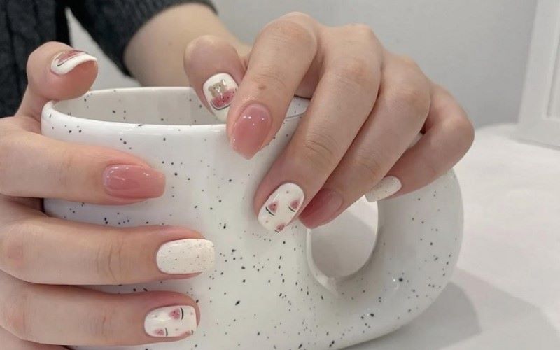 mẫu nail dưa hấu màu pastel