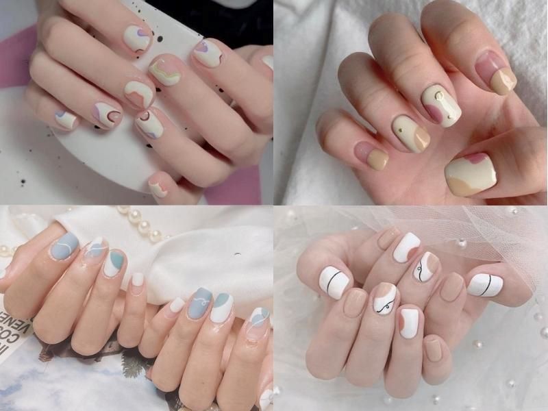 Mẫu nail Hàn Quốc họa tiết gợn sóng