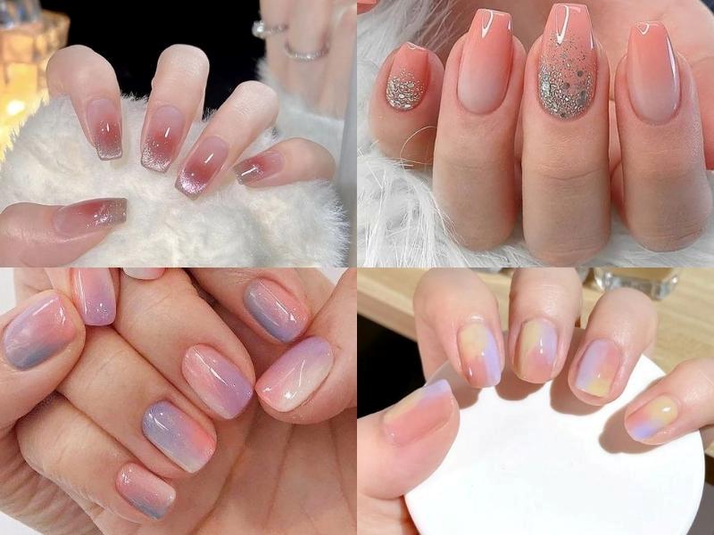 Nail Hàn Quốc ombre cực kỳ thịnh hành với hiệu ứng loang màu