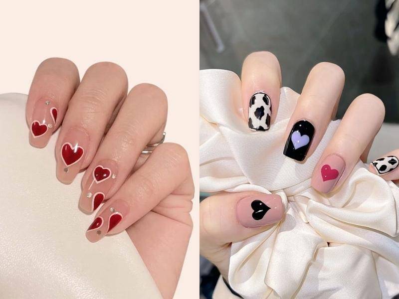 Kiểu nail vẽ trái tim