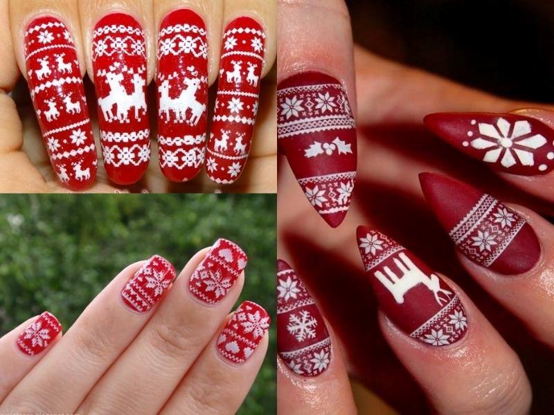 Mẫu nail noel họa tiết áo len