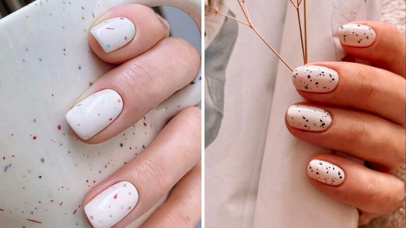 Nail trắng họa tiết uốn lượn độc đáo