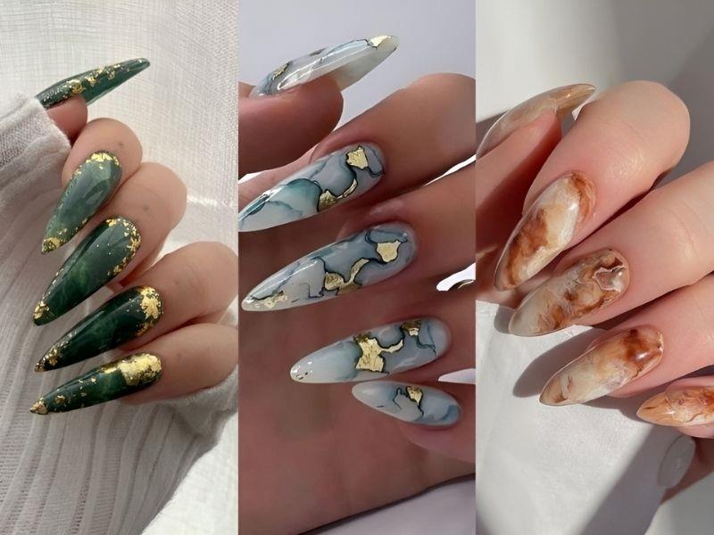 Nail vân đá phong thủy cho dịp đầu năm mới