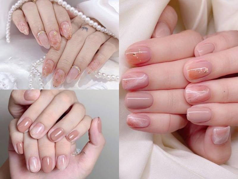 Kiểu nail vân đá sơn màu hồng thạch có phần quyến rũ và sang trọng hơn