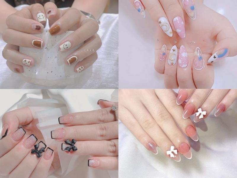 nail Hàn Quốc họa tiết kẻ viền