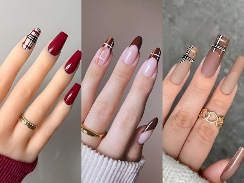 Mẫu nail hoạ tiết kẻ sọc