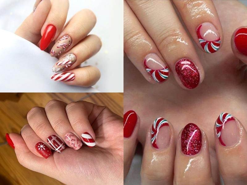 Mẫu nail noel kẹo ngọt