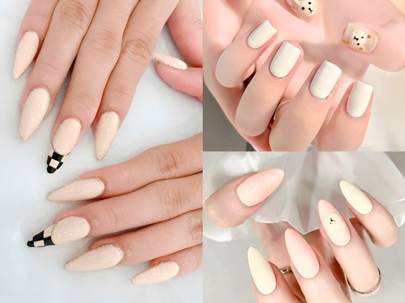 Mẫu nail màu trắng ngà 