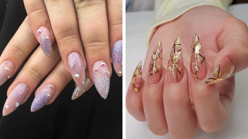 Nail móng nhọn kim tuyến