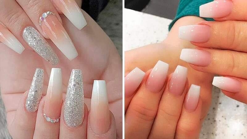 Mẫu nail trắng pha màu