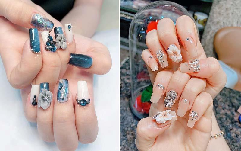 Sơn thạch nail đính charm nhiều sắc màu