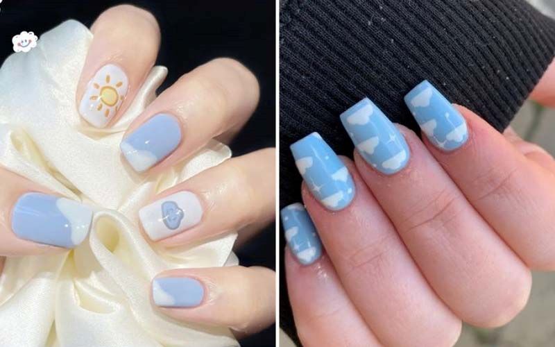 Sơn thạch nail họa tiết bầu trời ấn tượng