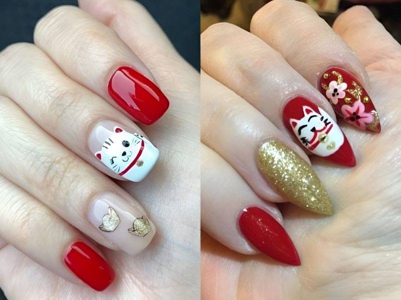 Bộ nail Tết rực rỡ, bắt mắt