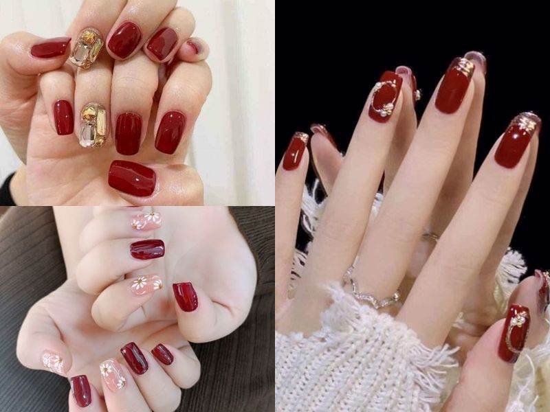 Mẫu nail đỏ rượu sang chảnh