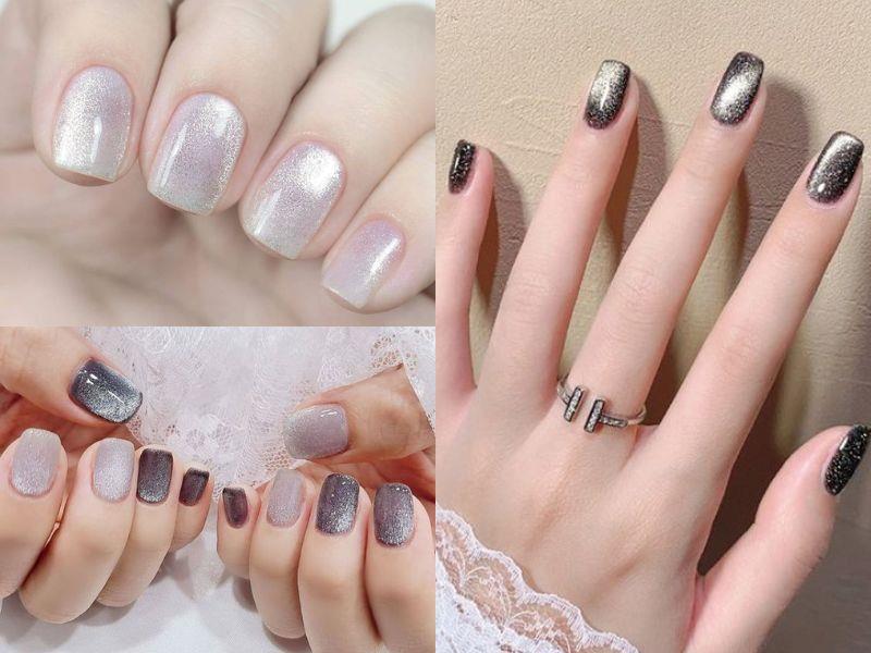 Mẫu nail vuông xinh mắt mèo