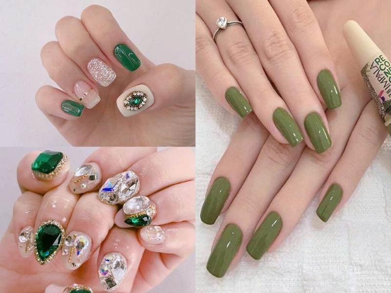 Mẫu nail noel xanh lá 