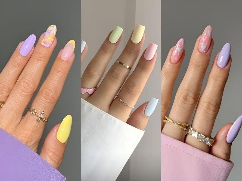 Nail Tết màu pastel nhẹ nhàng, đẹp mắt 